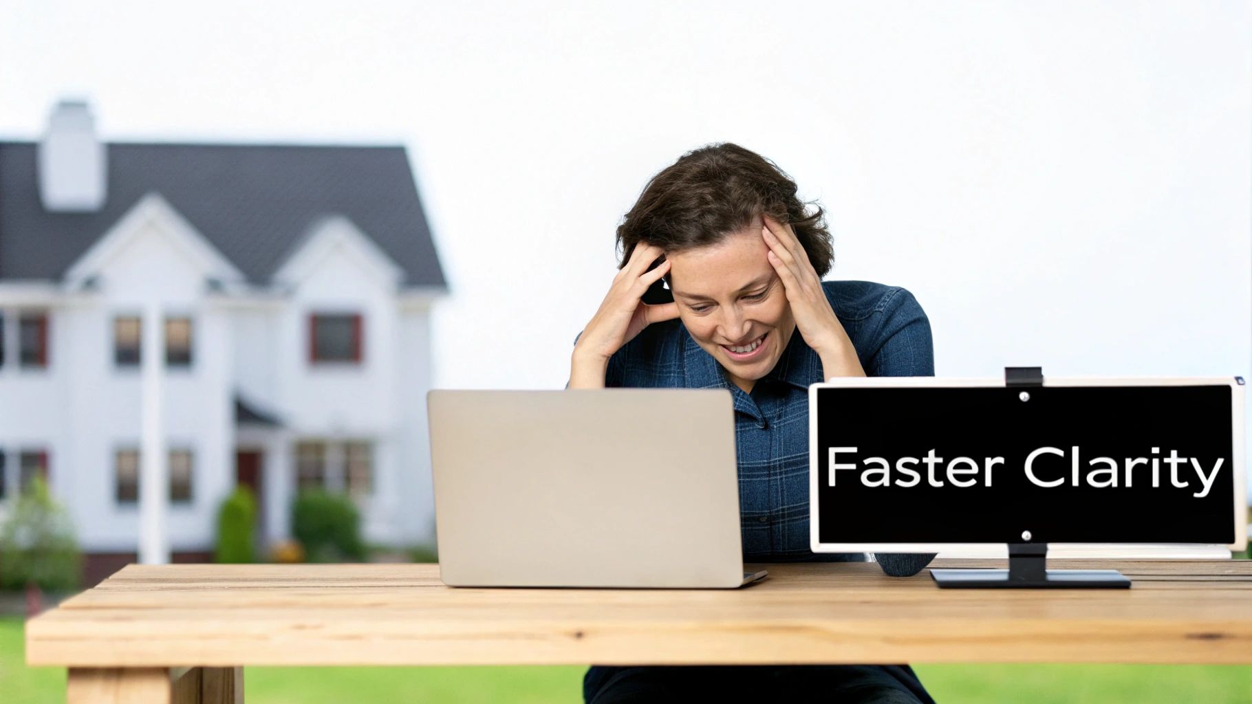 Woman with ADHD experiencing stress while working from home on laptop computer