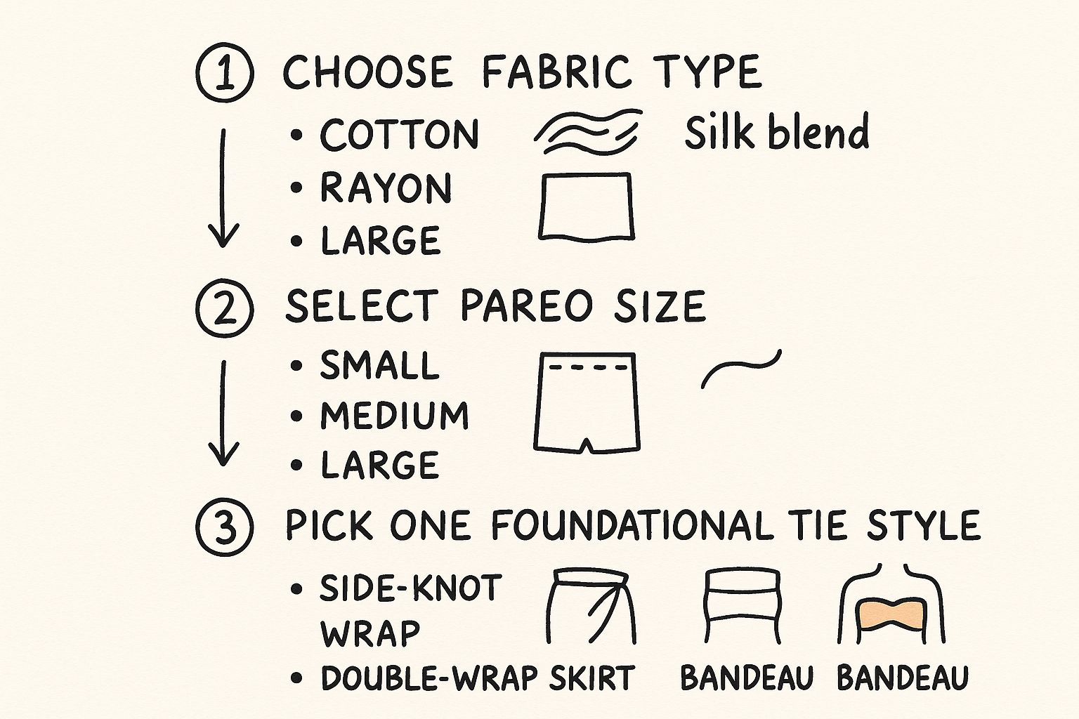 Infographic about how to tie a pareo