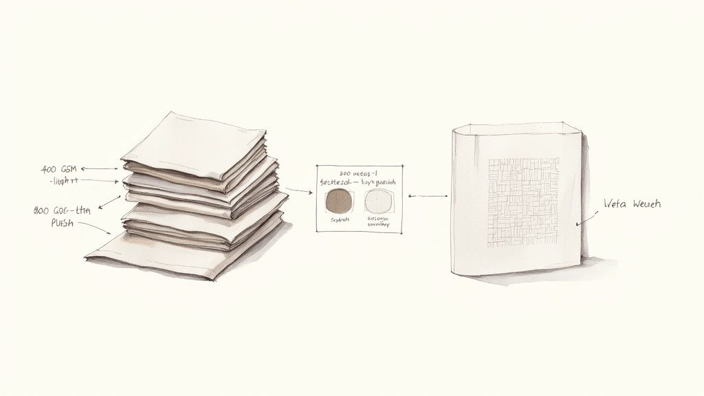 Close-up of a woven towel texture