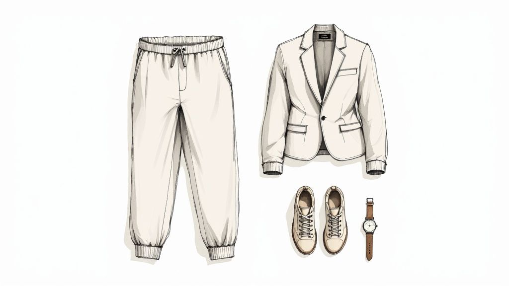 A person looking chic in stylishly integrated loungewear.