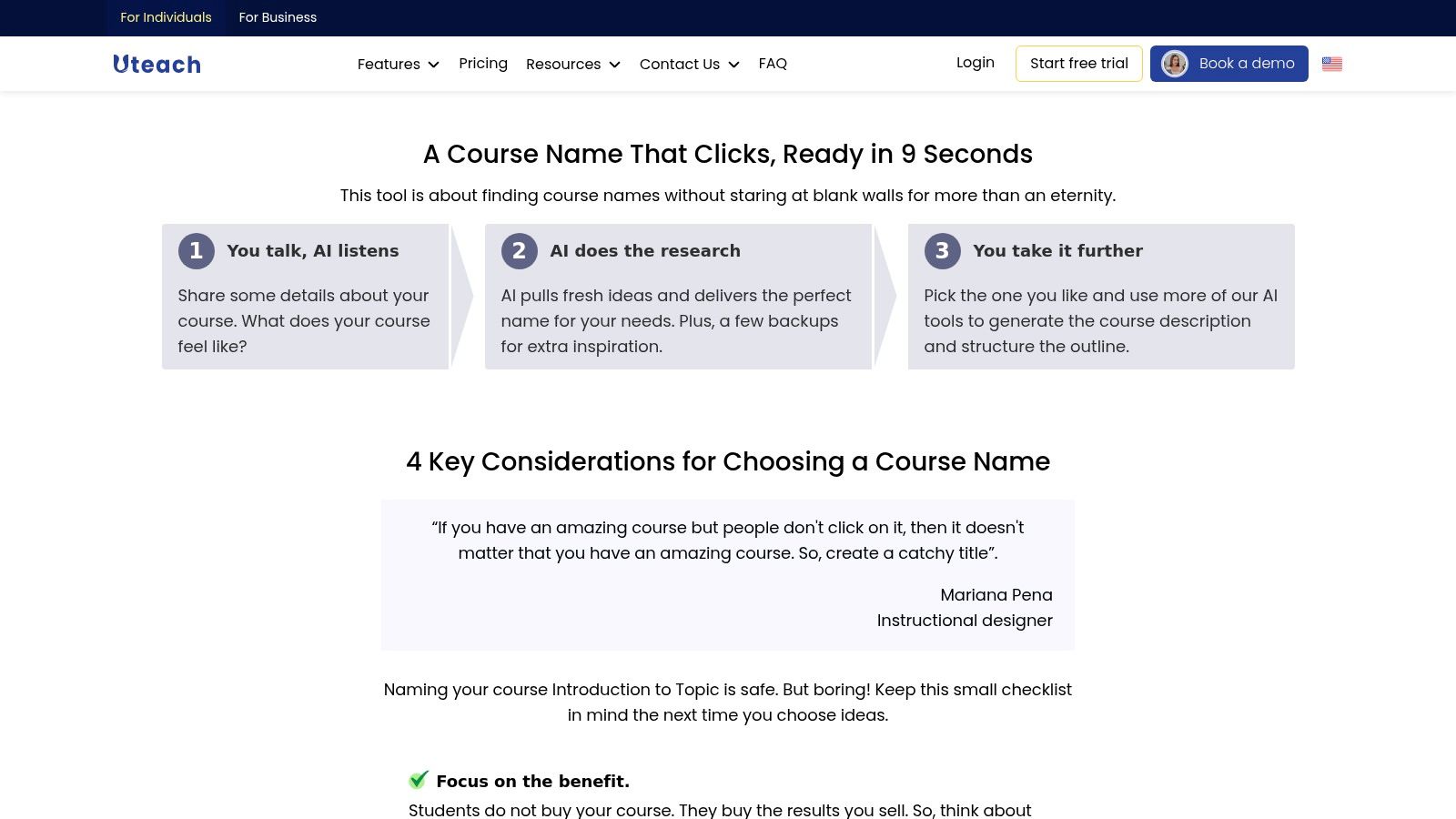 Uteach – AI Course Name Generator