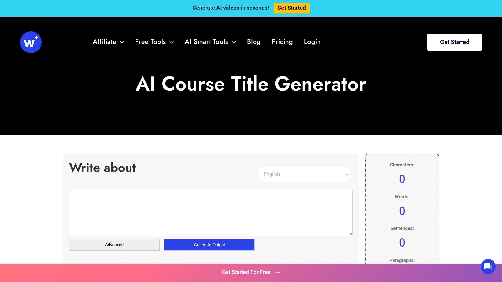 Writecream – AI Course Title Generator (100% Free, No Login)
