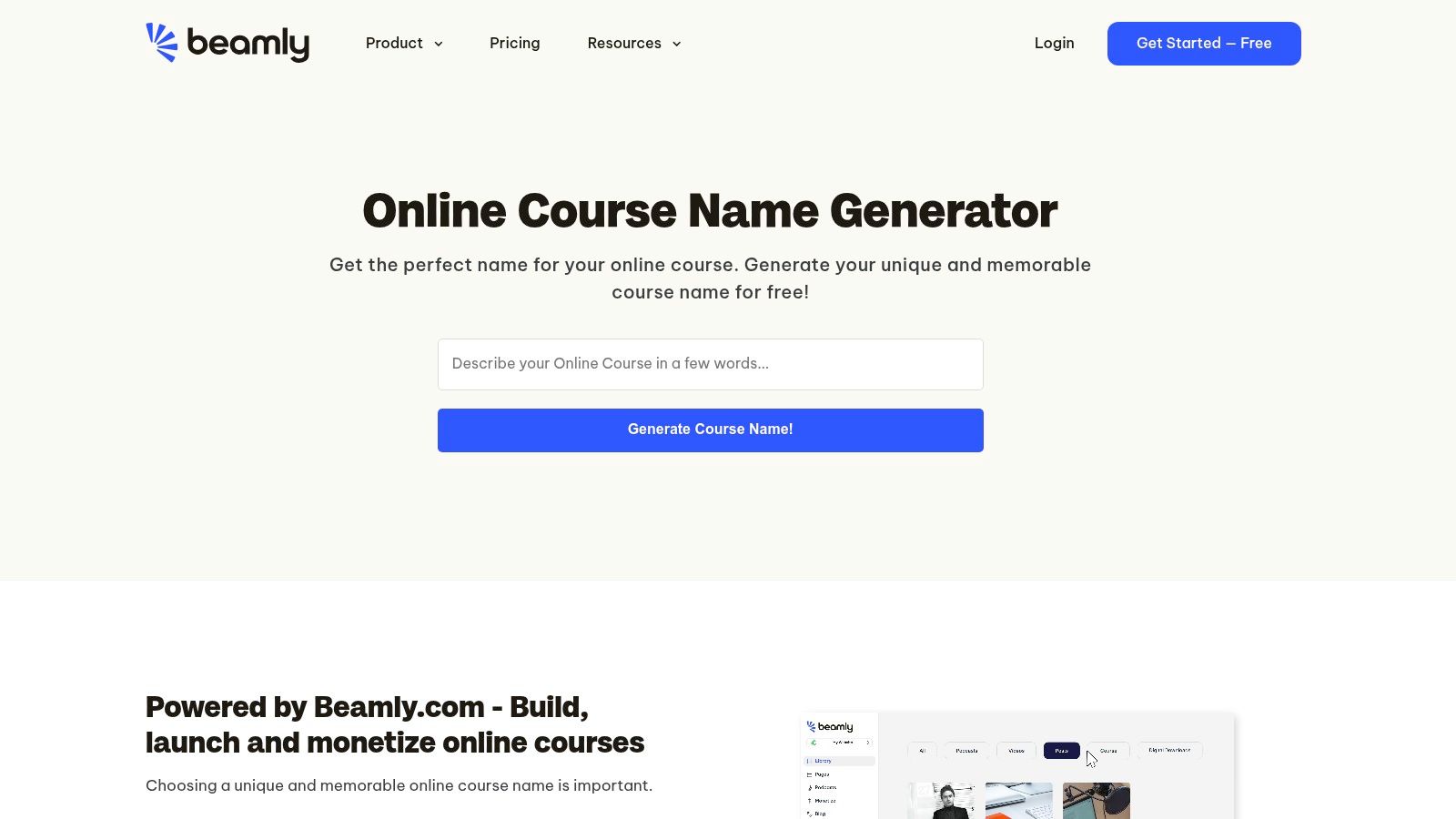Beamly – Online Course Name Generator