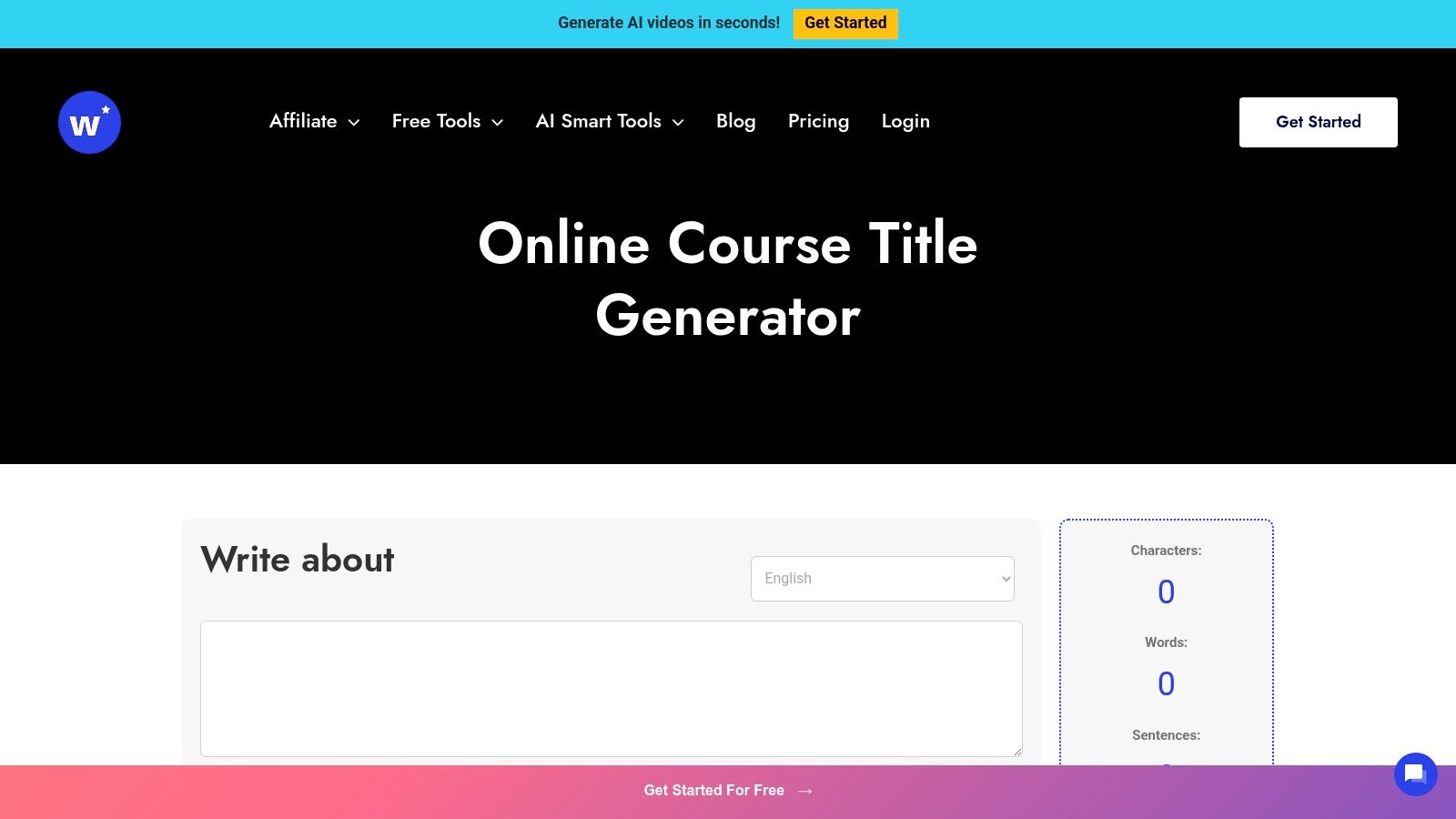 Writecream – Online Course Title Generator (variant page)