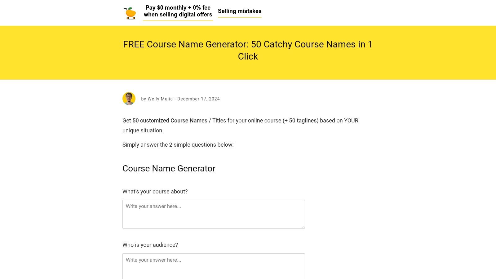 CartMango – Free Course Name Generator