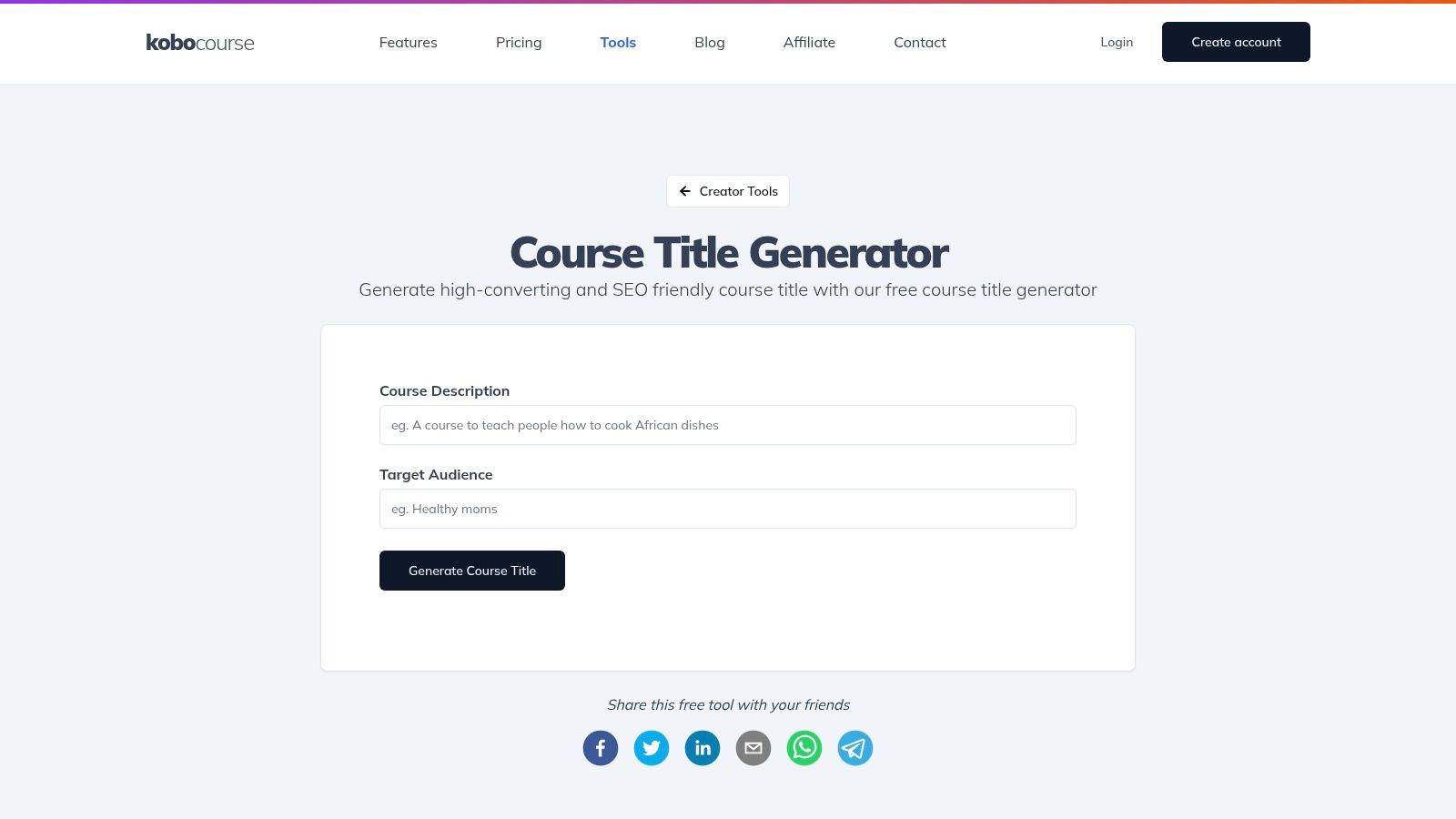 KoboCourse – Free AI Course Title Generator