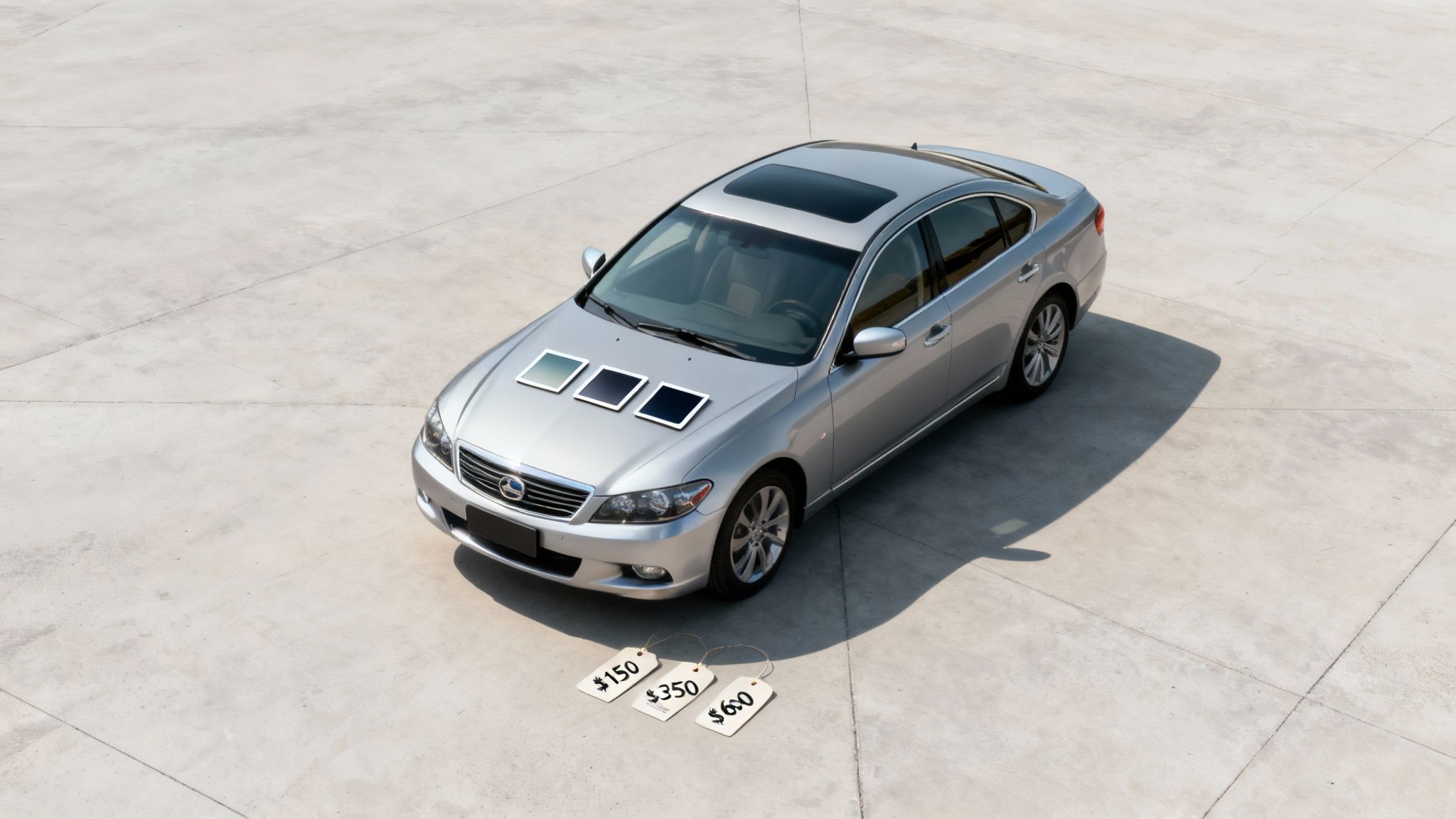 A technician applying window tint film to a car's side window