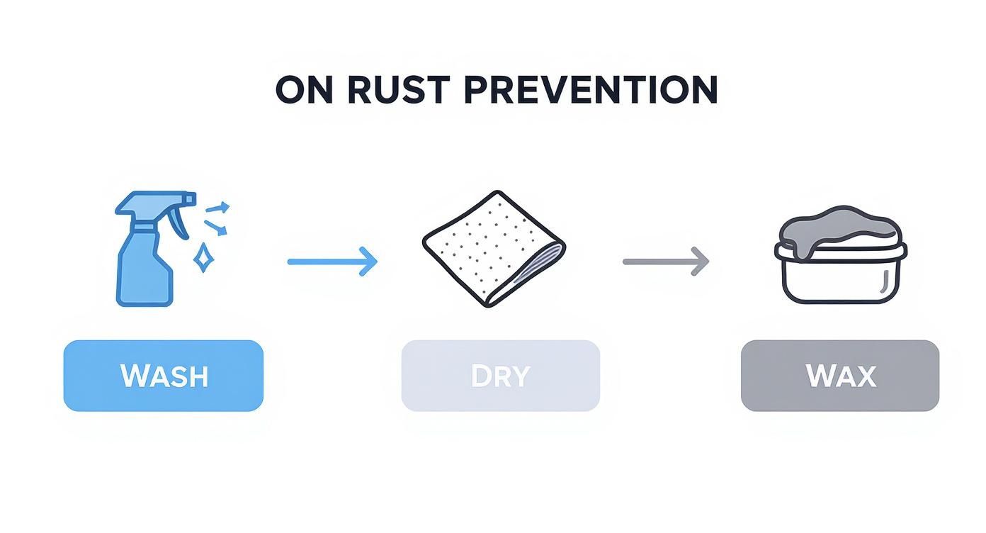 Infographic about how to prevent rust on car
