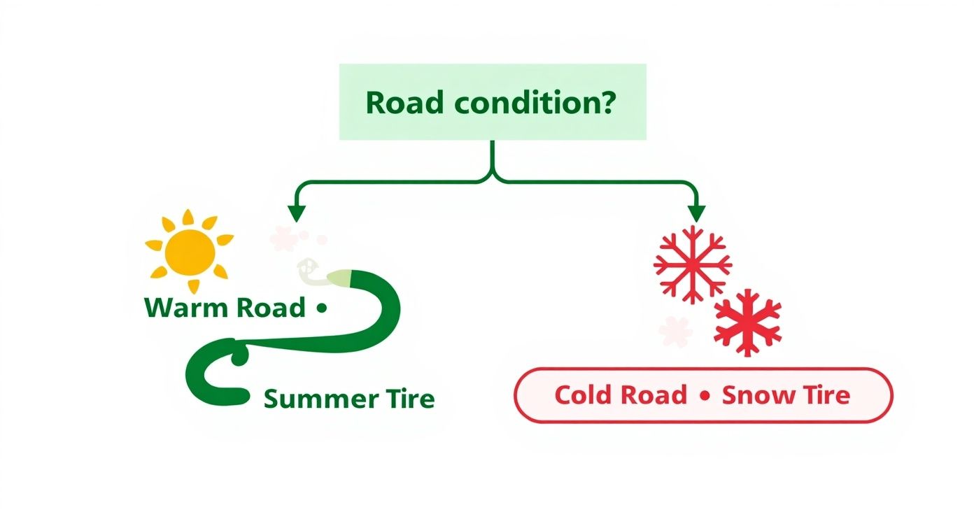 Infographic about when to switch to summer tires ontario
