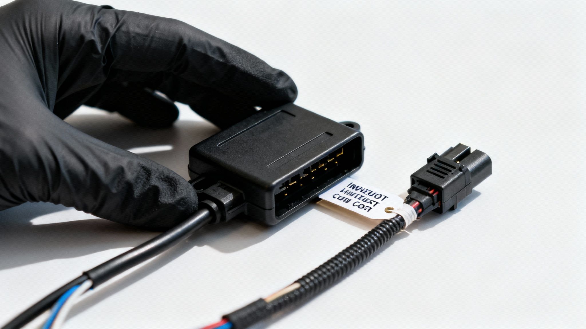 Cost to Install a Remote Starter: What to Budget 3 Technician holding OBD-II diagnostic port connector for remote car starter installation process