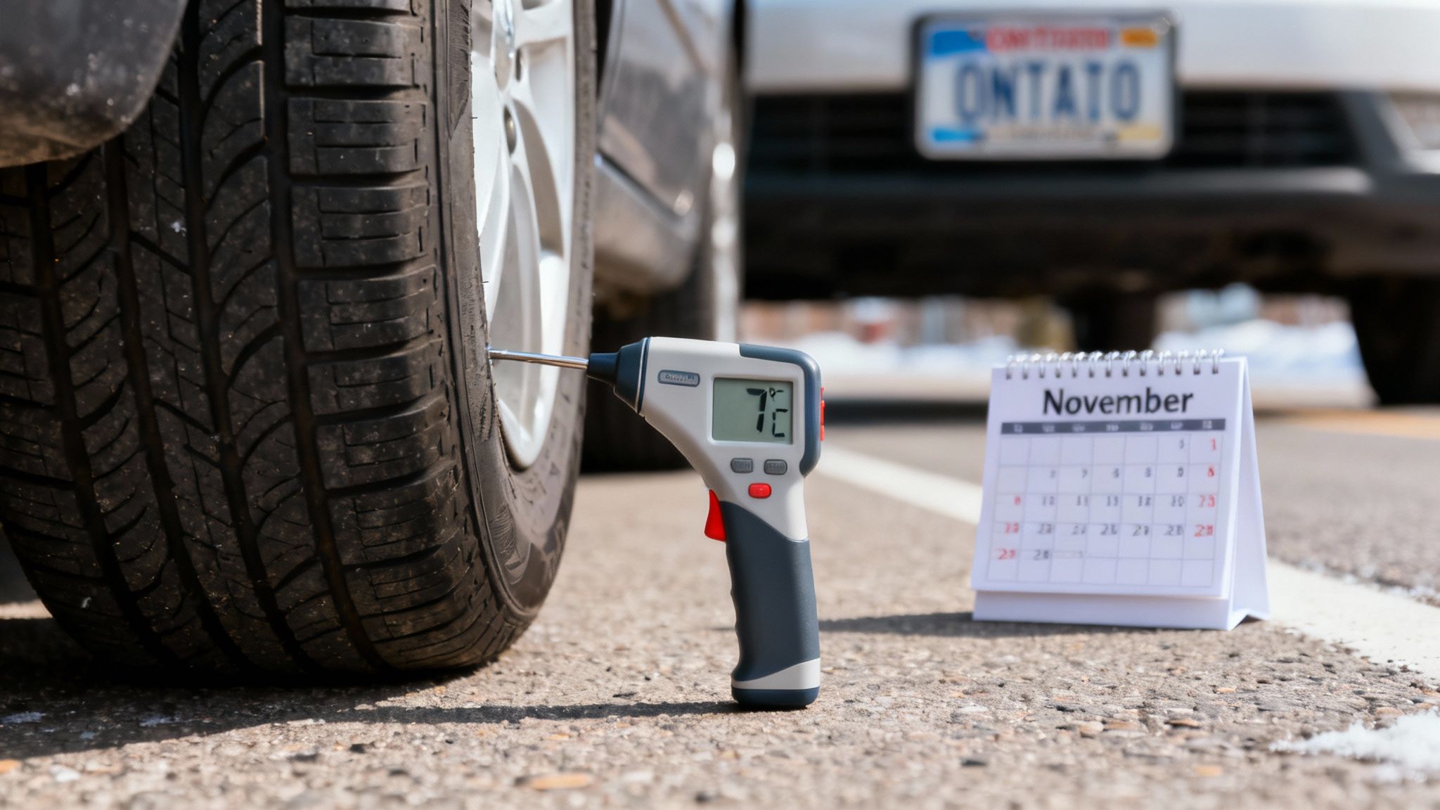 A mechanic changing a tire on a car lifted in an auto shop.