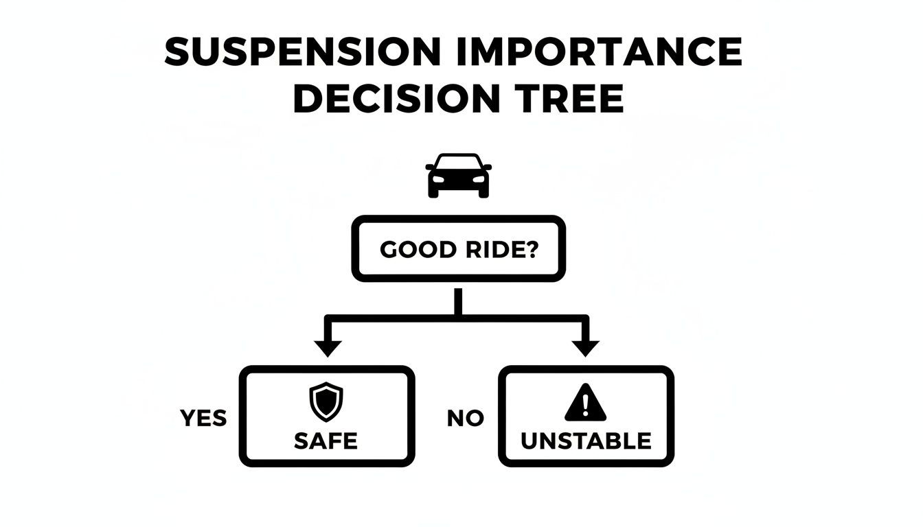 A Car Owner's Guide To Suspension Repair 1 Decision tree illustrating car suspension's importance: a good ride ensures safety, while a bad ride indicates instability.