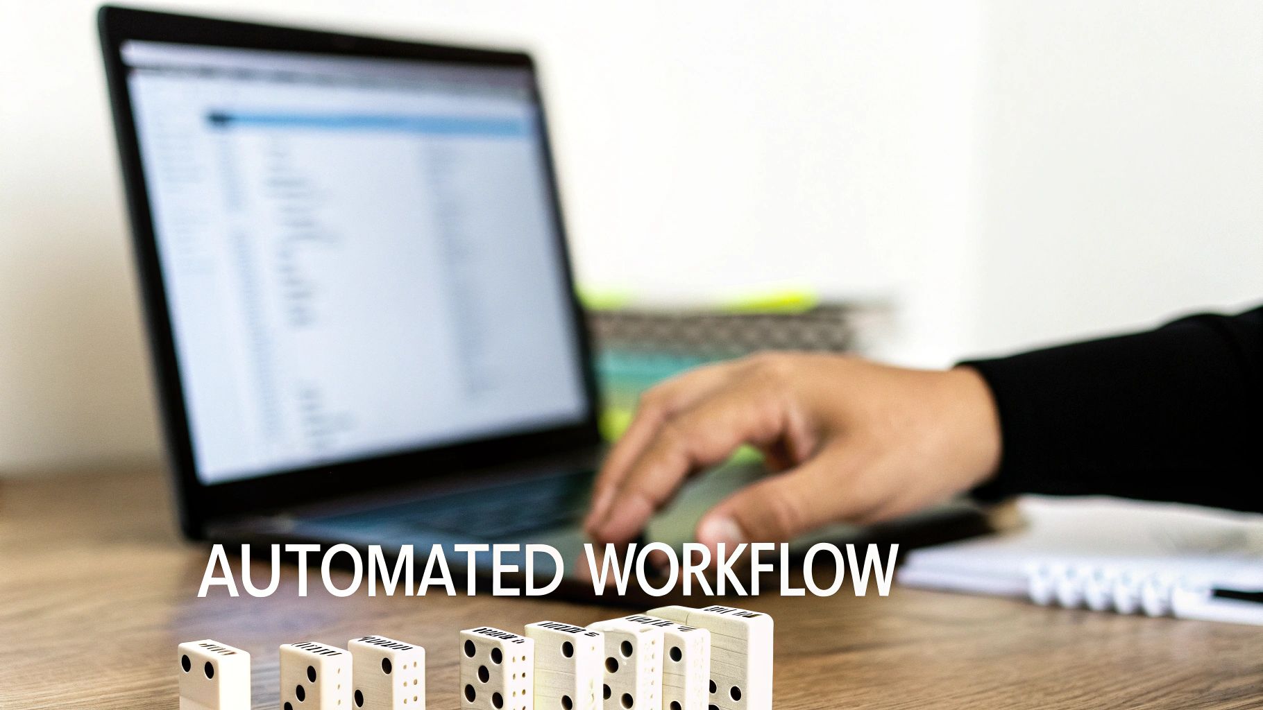 A visual representation of a digital workflow with interconnected nodes and icons.