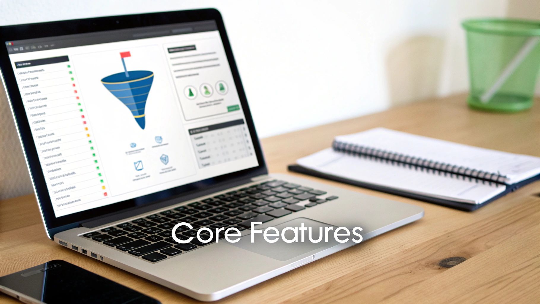 An agent looking relaxed and successful while their automated system works in the background, illustrated by clean digital interfaces and growth charts.