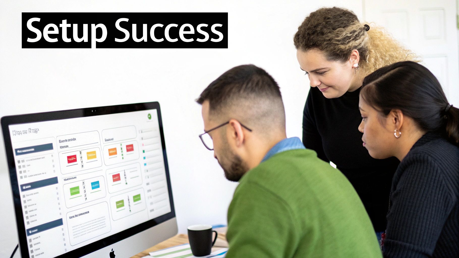 A person looking thoughtfully at a computer screen displaying charts and graphs, with question mark icons floating around.