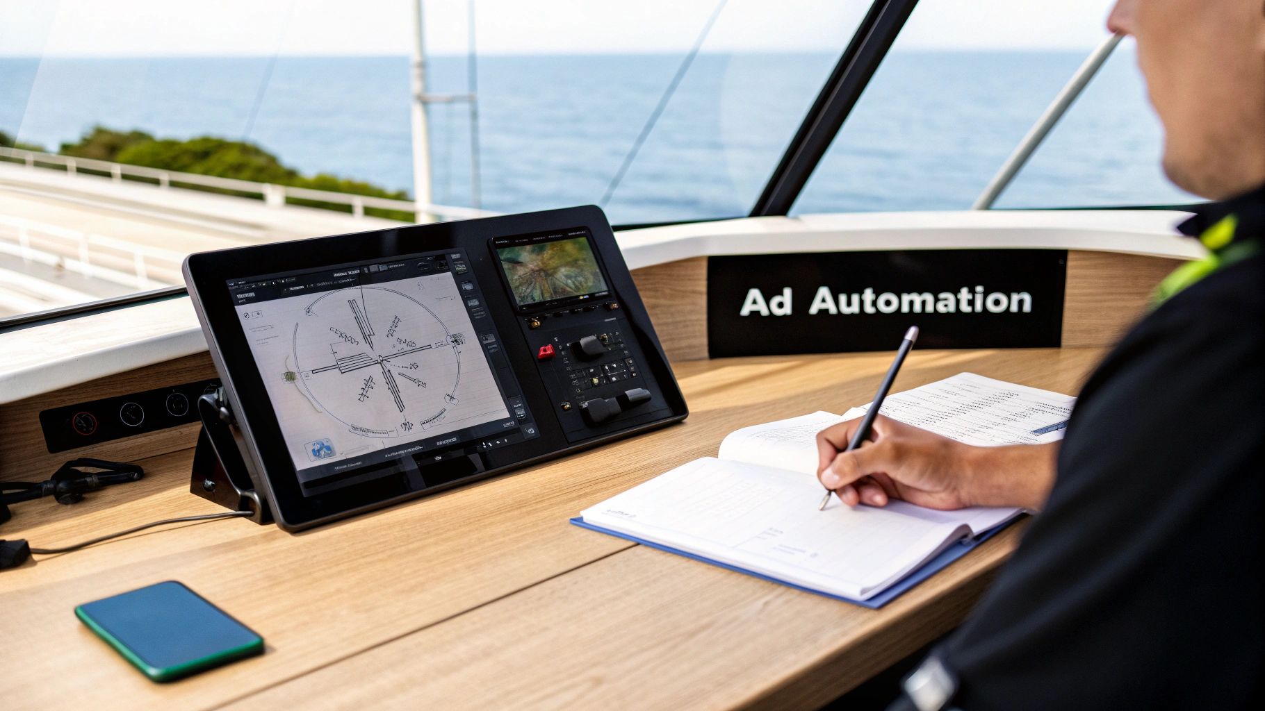 A digital dashboard showing charts and graphs for an ad campaign, representing the data-driven nature of automation.