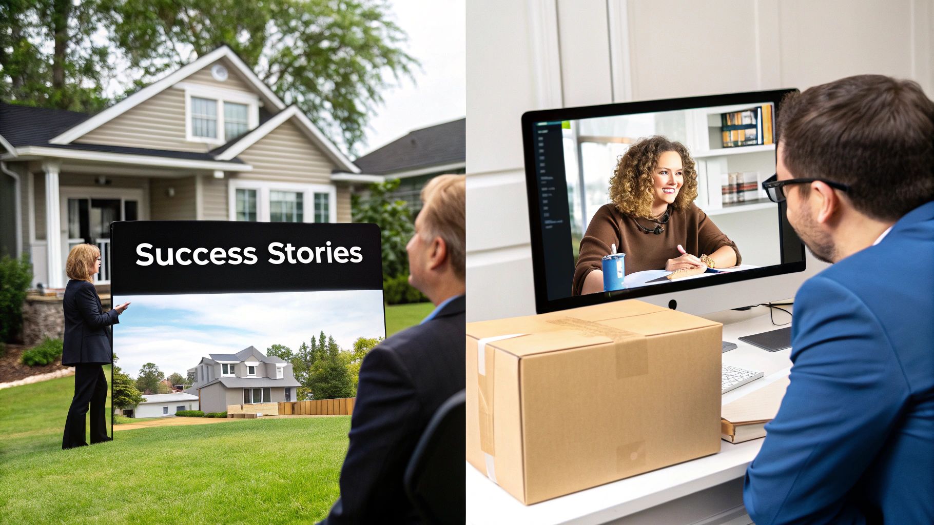 A diverse group of business professionals collaborating around a table, looking at data on a laptop, symbolizing success and teamwork.