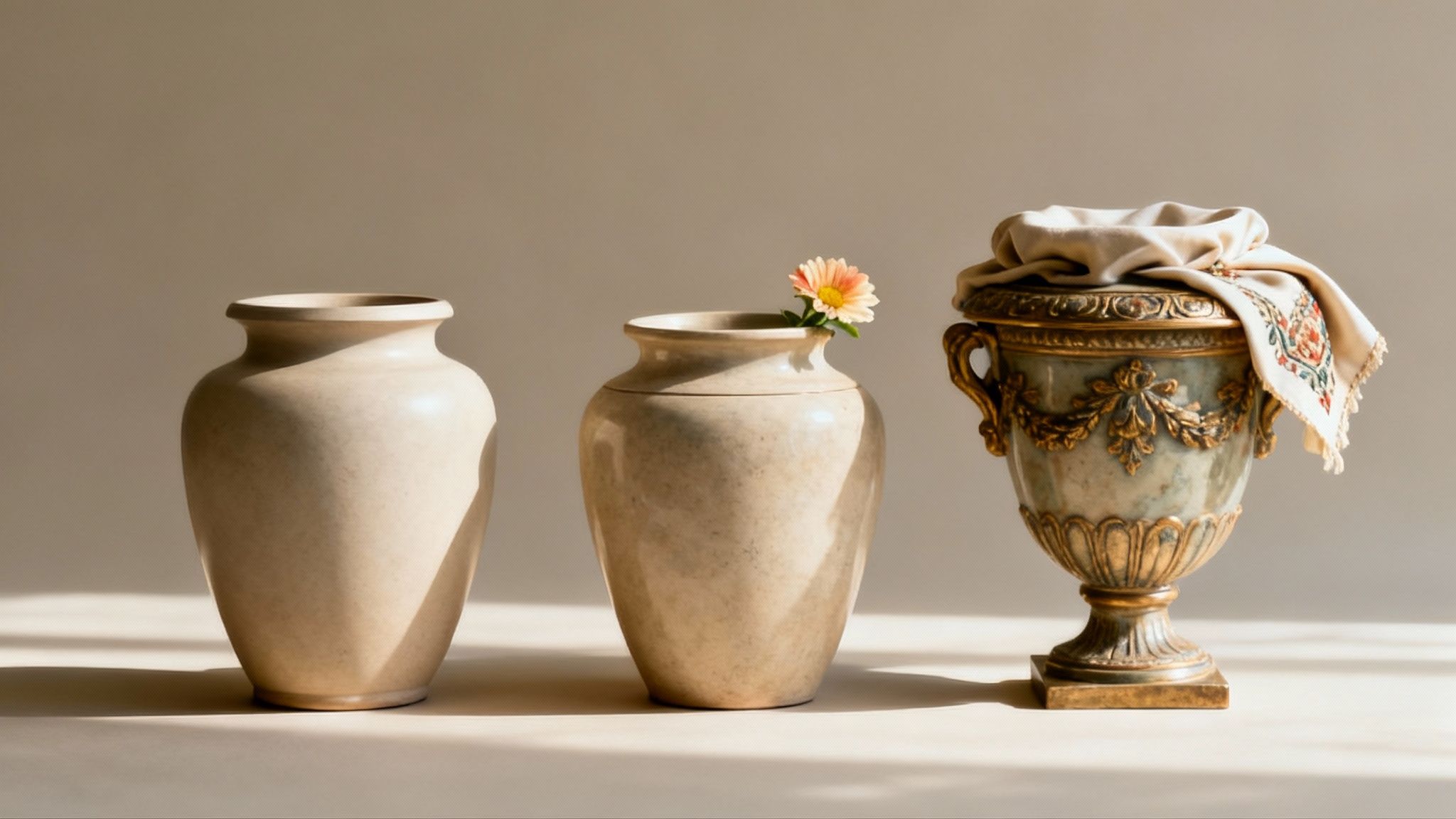 Two people's hands gently holding a small, smooth stone, symbolising memory and tribute.