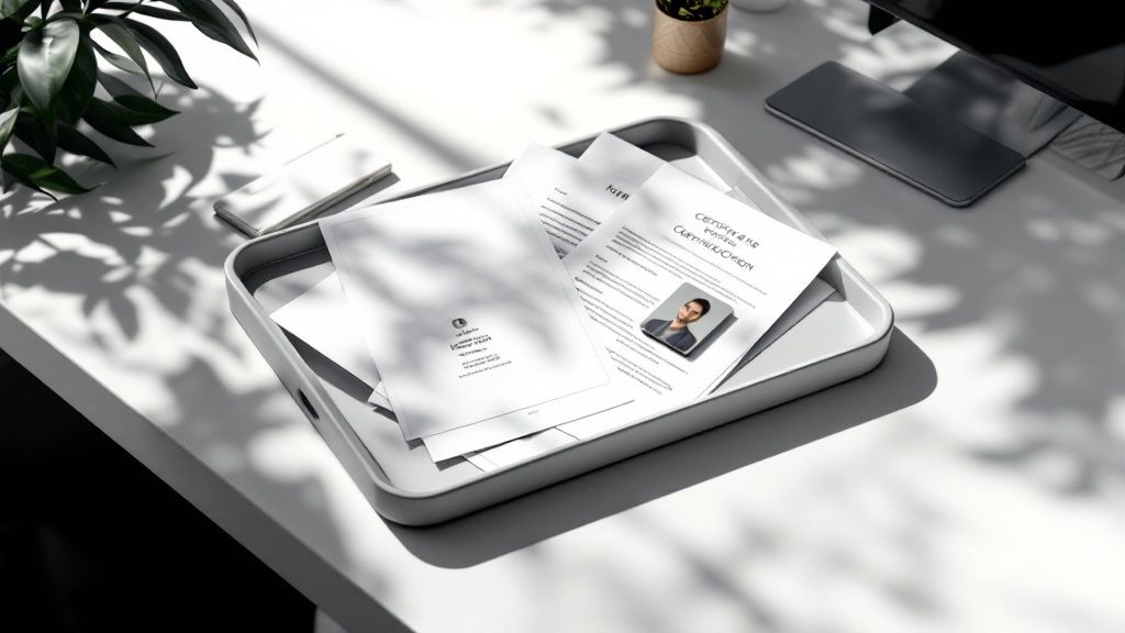 An Australian veteran's hat and medals resting on a national flag.