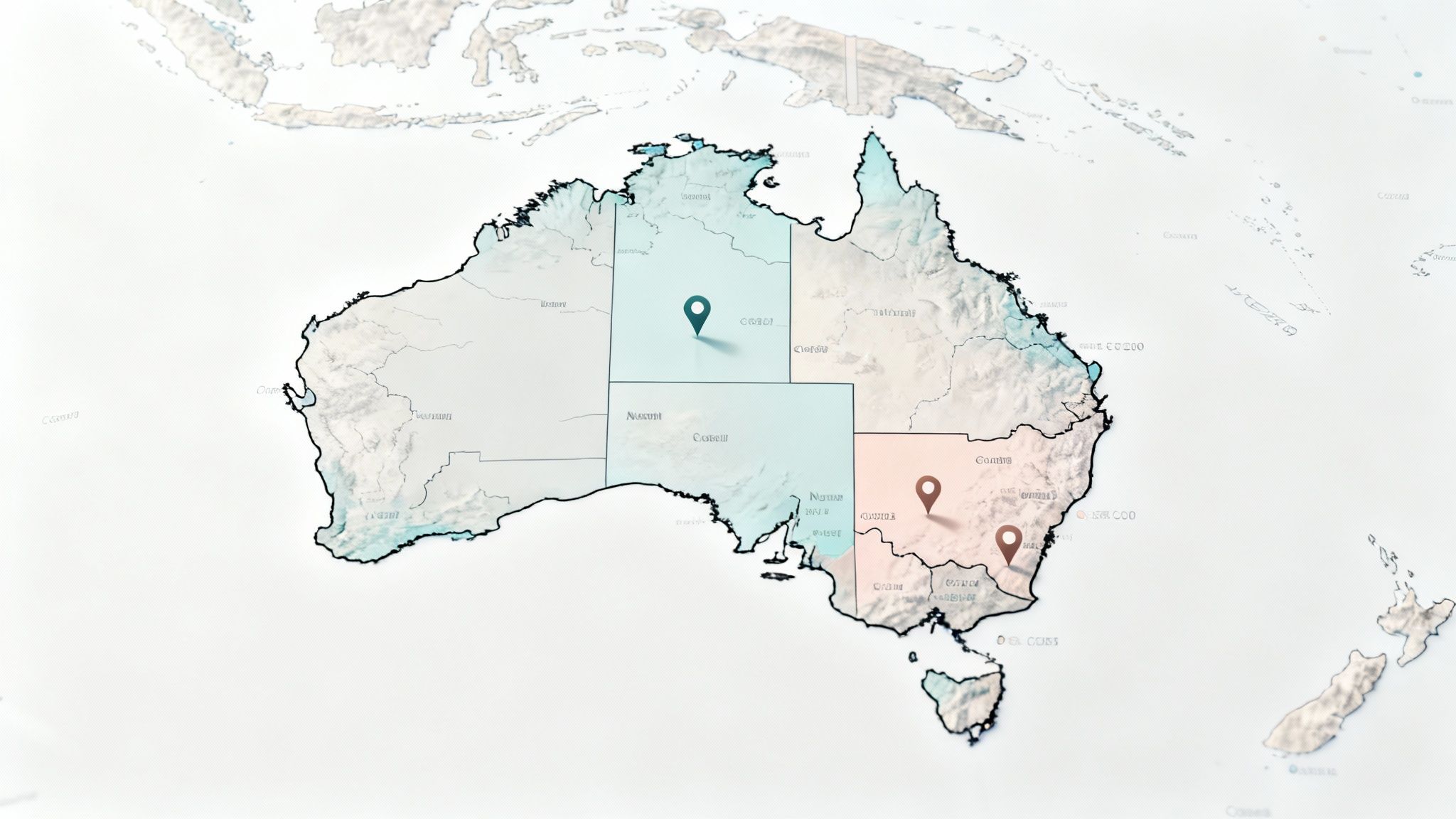 Map of Australia highlighting different states to show regional cost variations.
