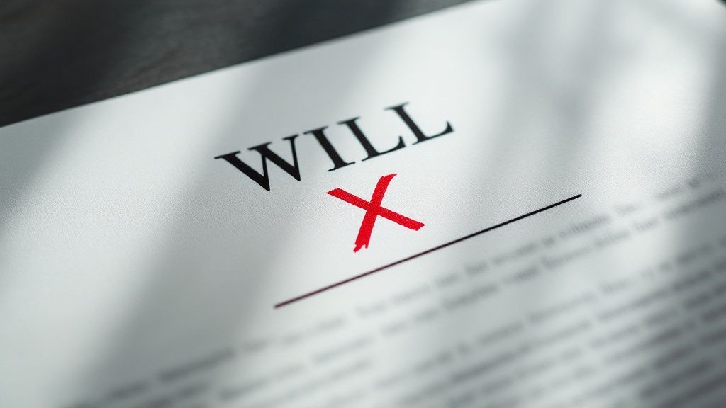 A person sitting at a desk, looking thoughtful with a pen and documents, representing common questions about making a will.