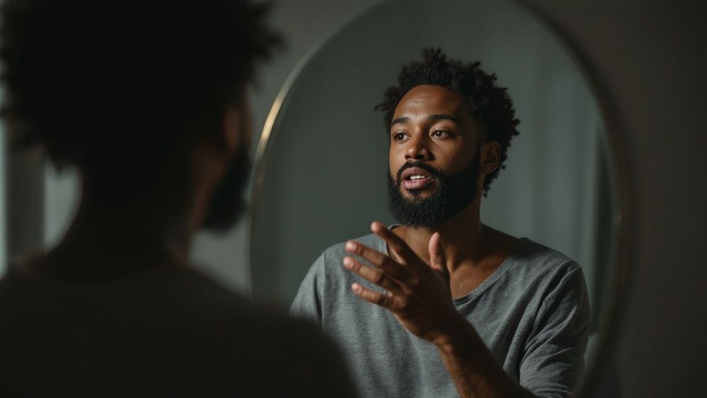 A hand gently placing a single white flower on a memorial plaque.
