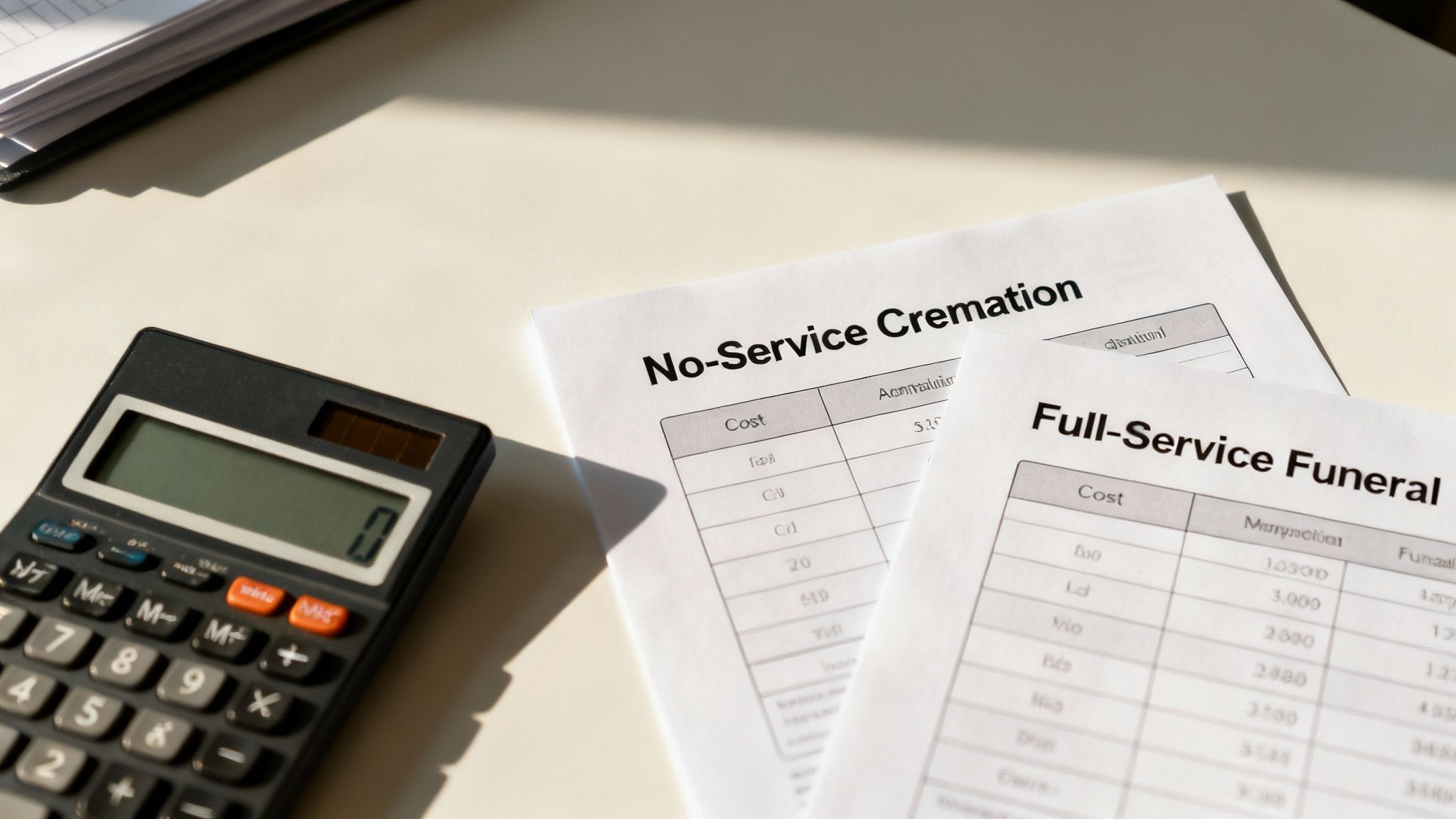 A serene lakeside view with calm water, representing a peaceful and thoughtful comparison of funeral options.