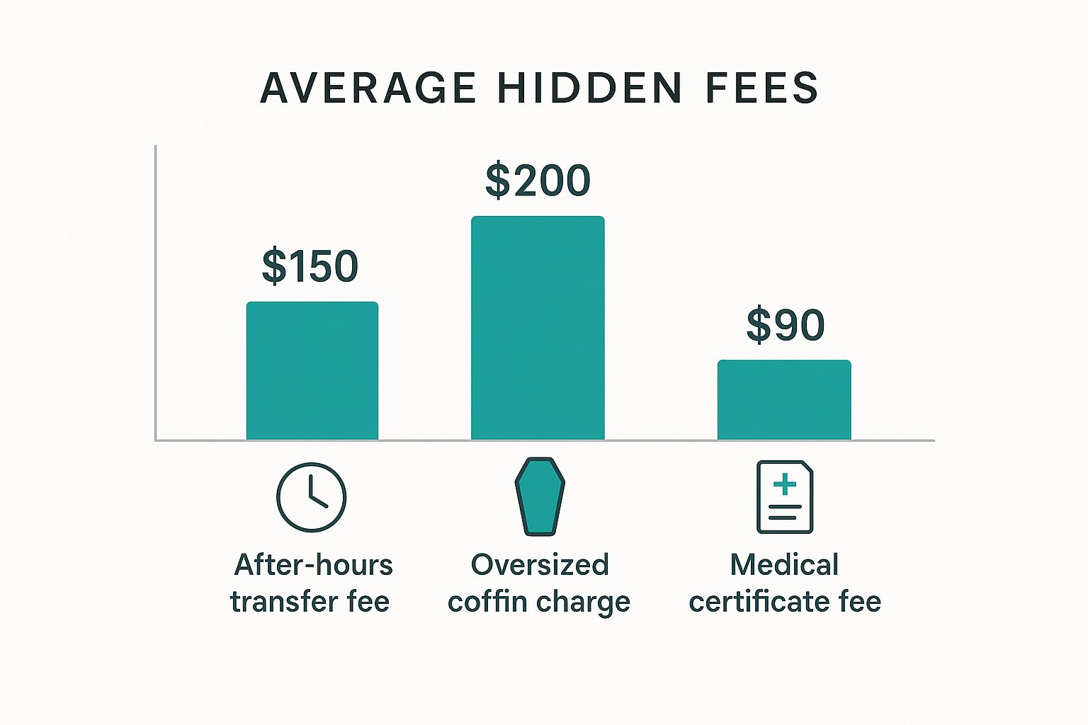 Infographic comparing average costs for common additional funeral fees.