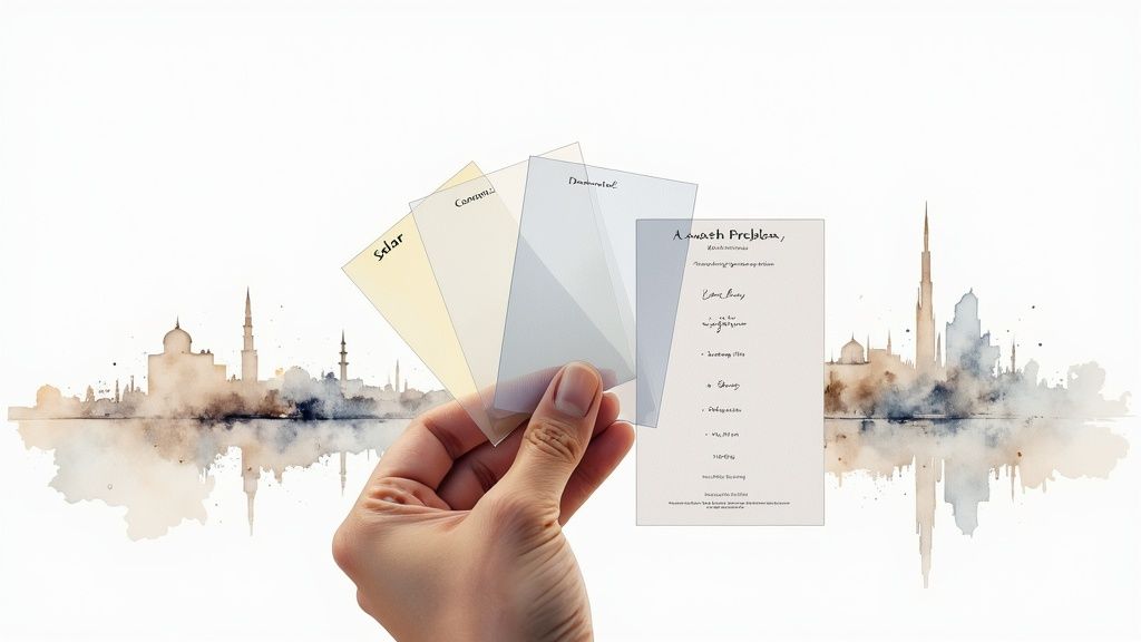 Modern office in Dubai with professionally tinted windows overlooking the cityscape.