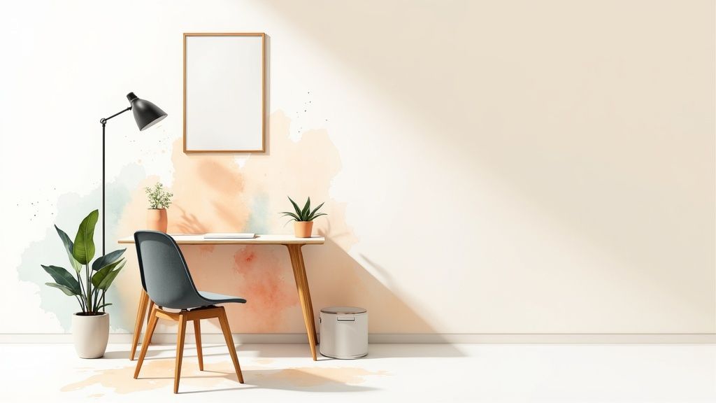 A creative team collaborating in a modern office space, planning an office renovation.