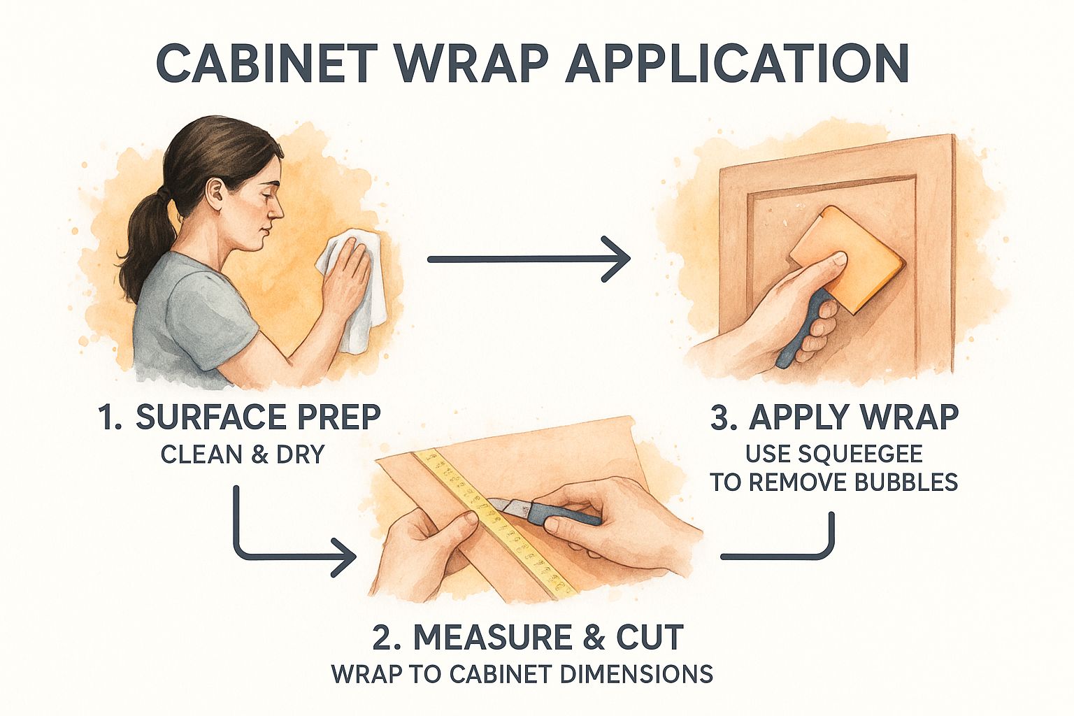 Infographic about wrap for kitchen cupboards