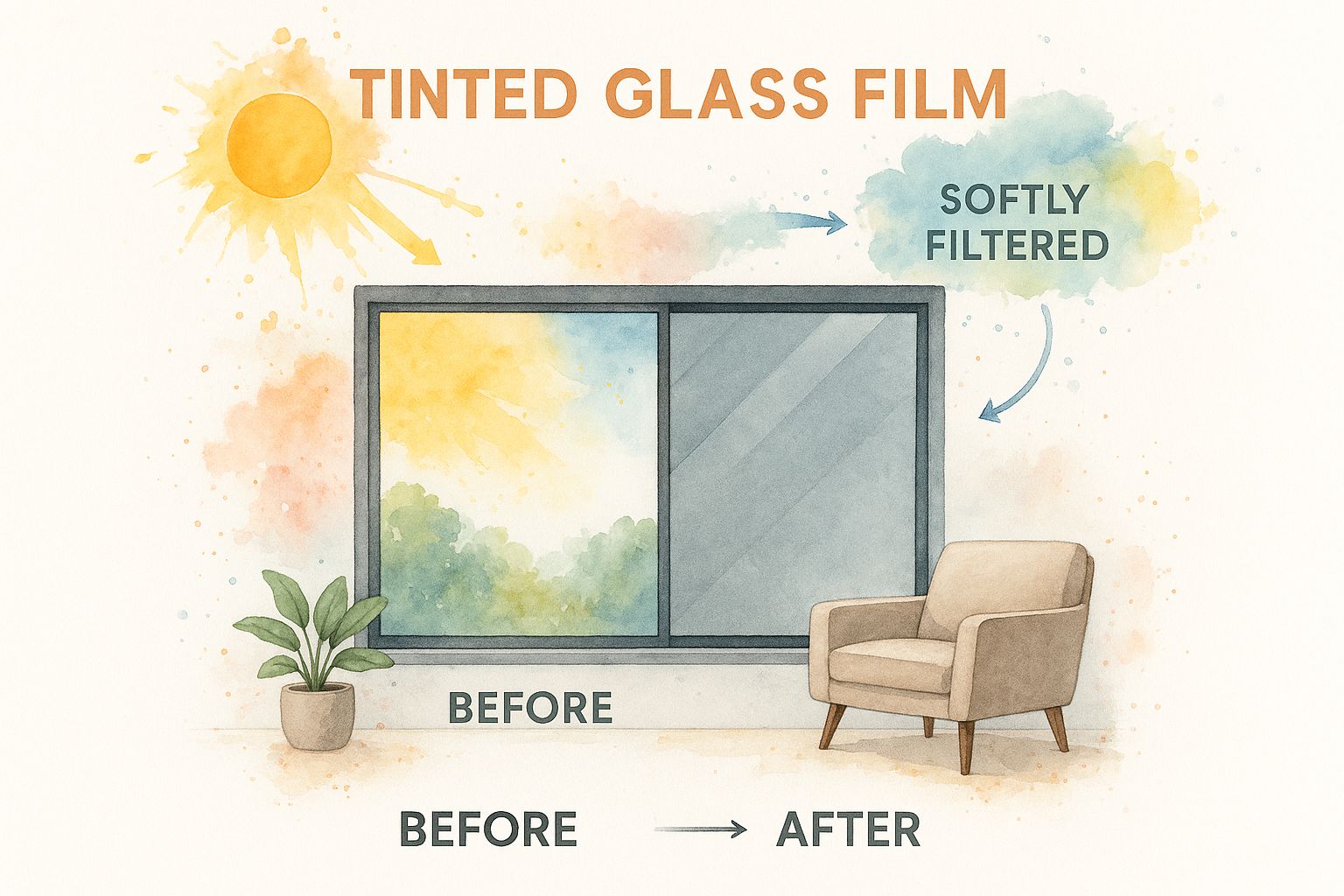 Infographic about tinted glass film for windows