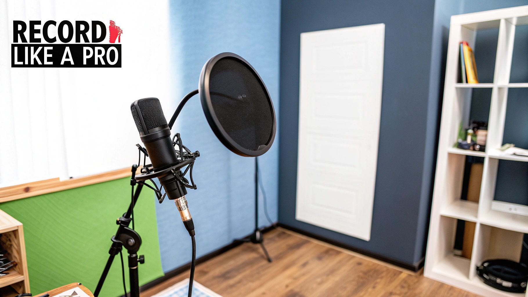 Musician recording vocals