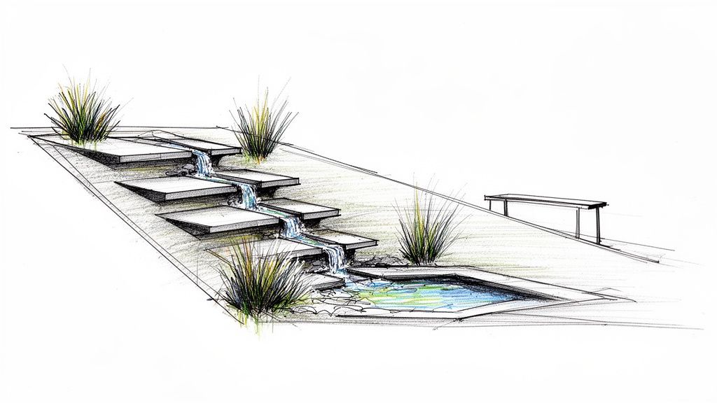 Slanted Water Feature 10 Brilliant Ideas for Sloping Garden Designs in 2026 | DreamYard Blog