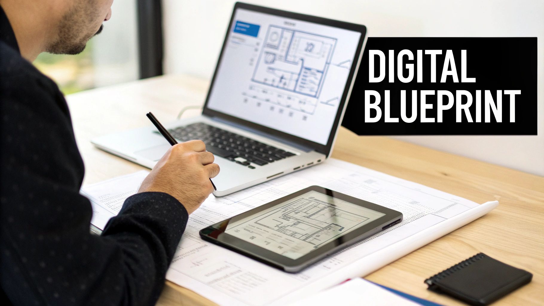 An abstract image showing interconnected digital nodes and data streams, representing a marketing technology stack.