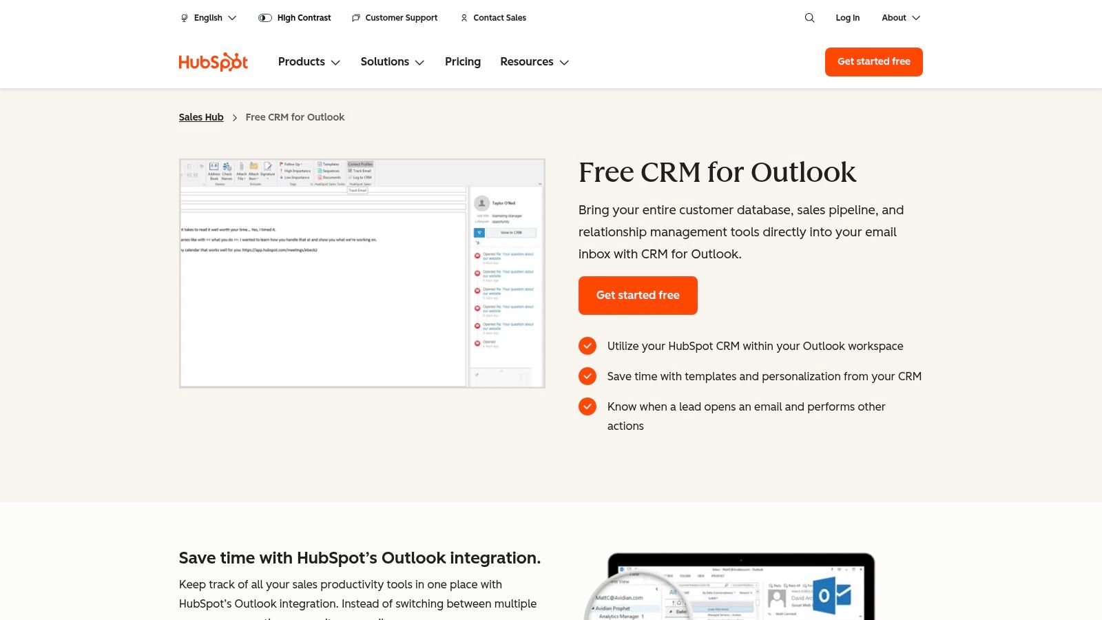 HubSpot Sales (Office 365 / Outlook add‑in)