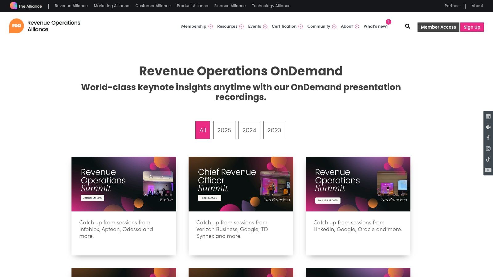 Revenue Operations Alliance – OnDemand library and events