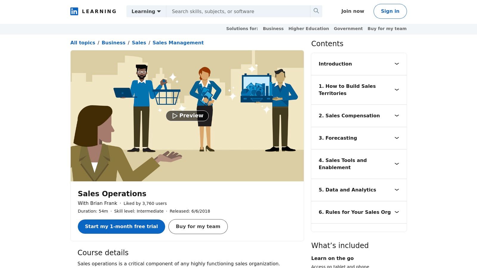LinkedIn Learning – Sales Operations (and related) courses