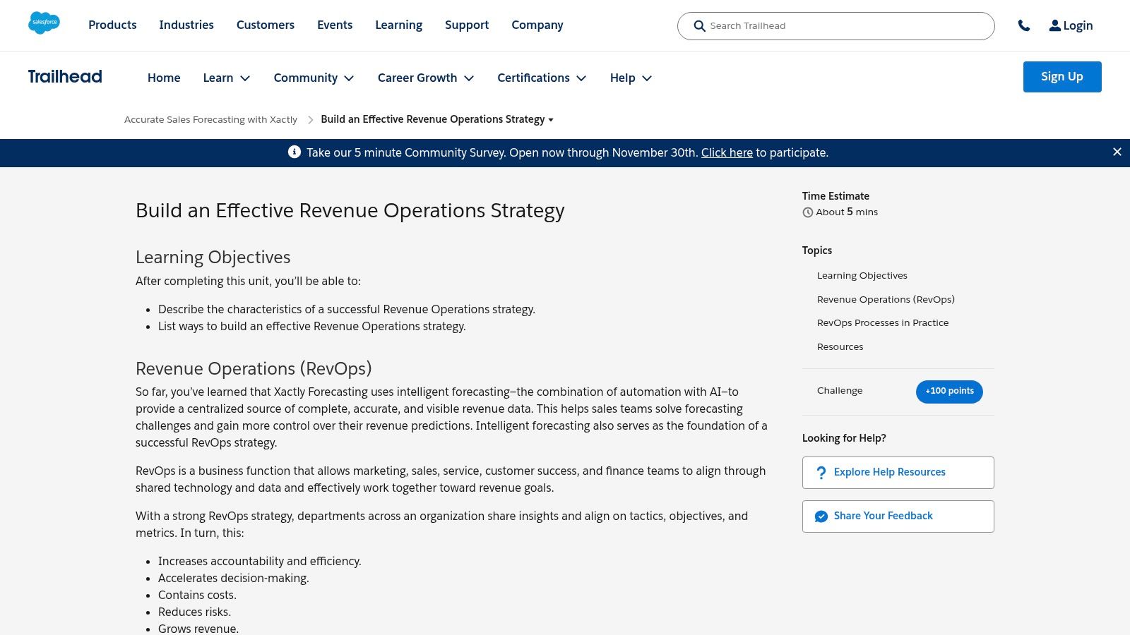 Salesforce Trailhead – Build an Effective Revenue Operations Strategy (unit)