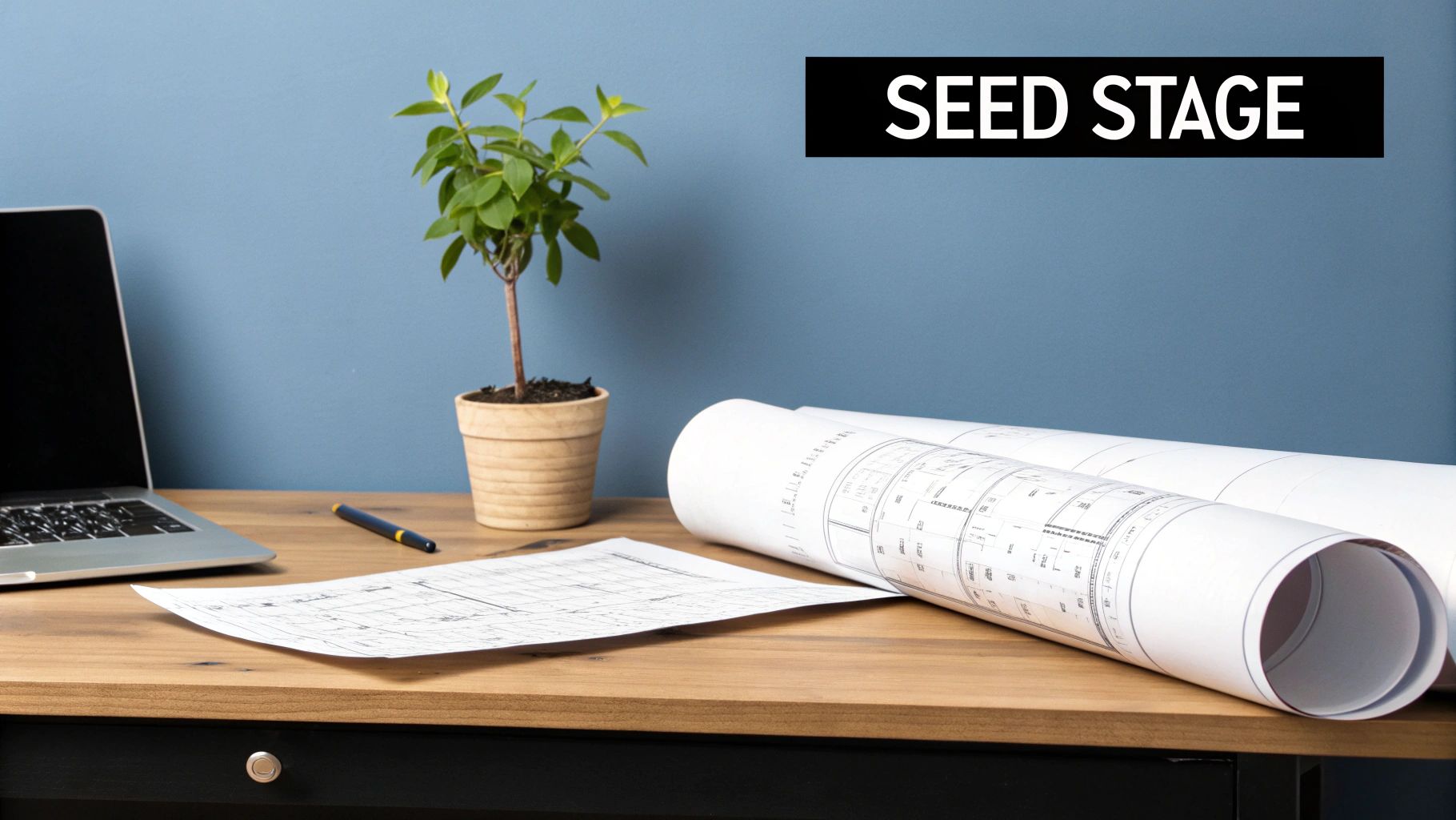 A small plant sprout representing the beginning of a startup's journey