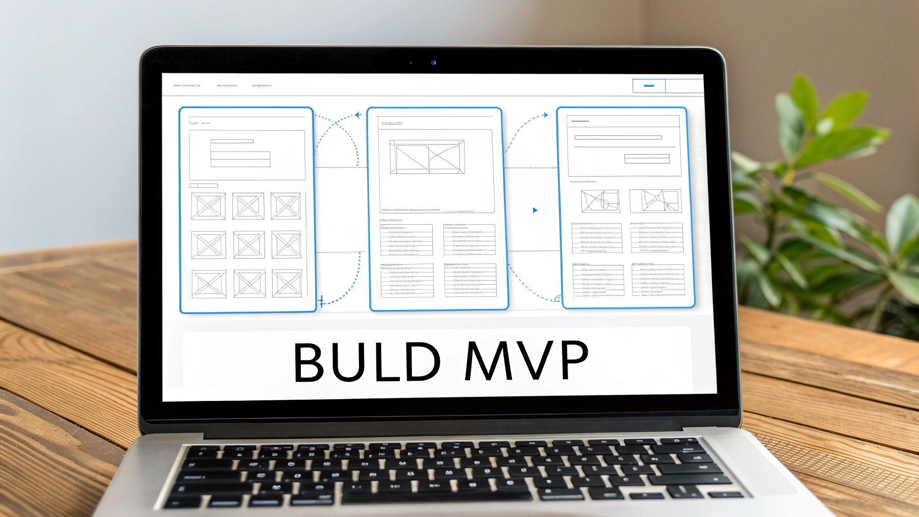 A simplified diagram showing a startup idea being tested with customer feedback loops before scaling into a full product.