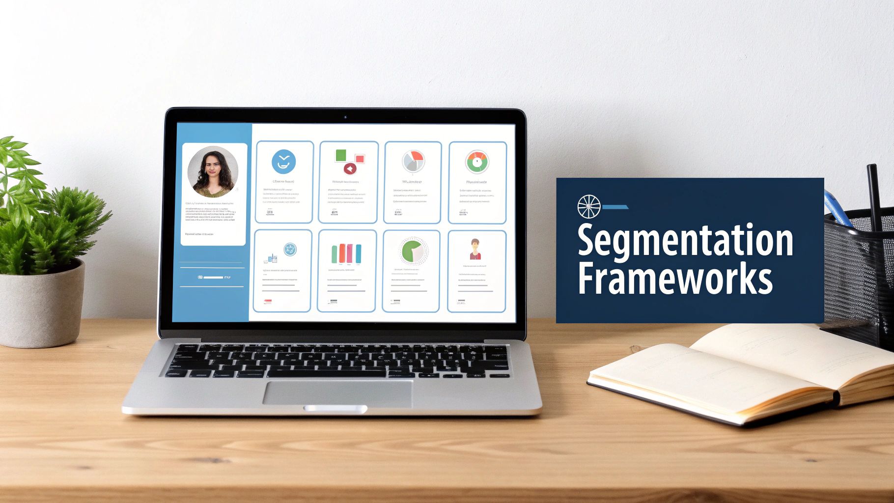 A strategic diagram showing different customer segments interconnected, representing the selection of a segmentation framework.