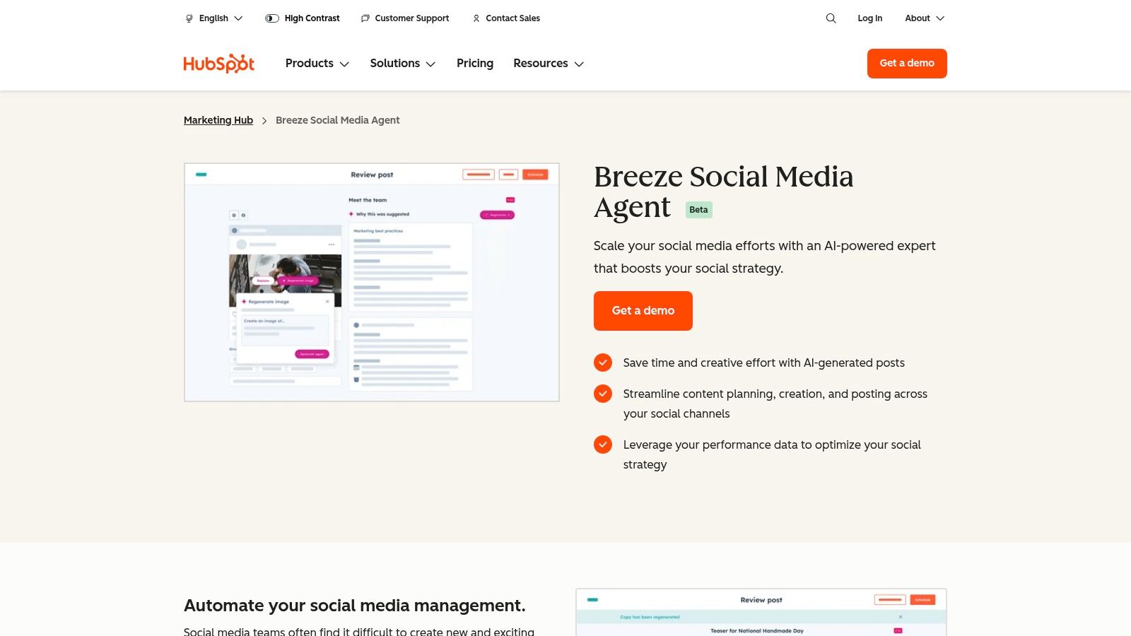 HubSpot Marketing Hub (Social tools)