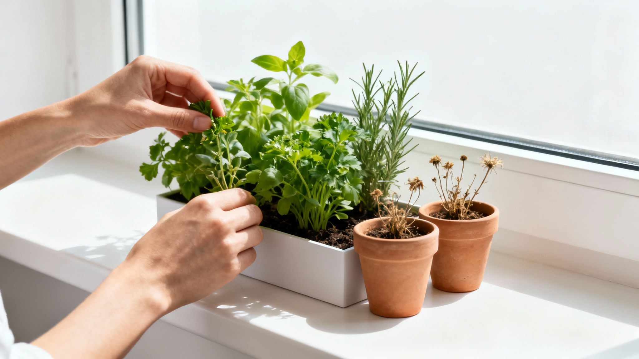 A person looking thoughtfully at a healthy meal, considering the causes of bloating.