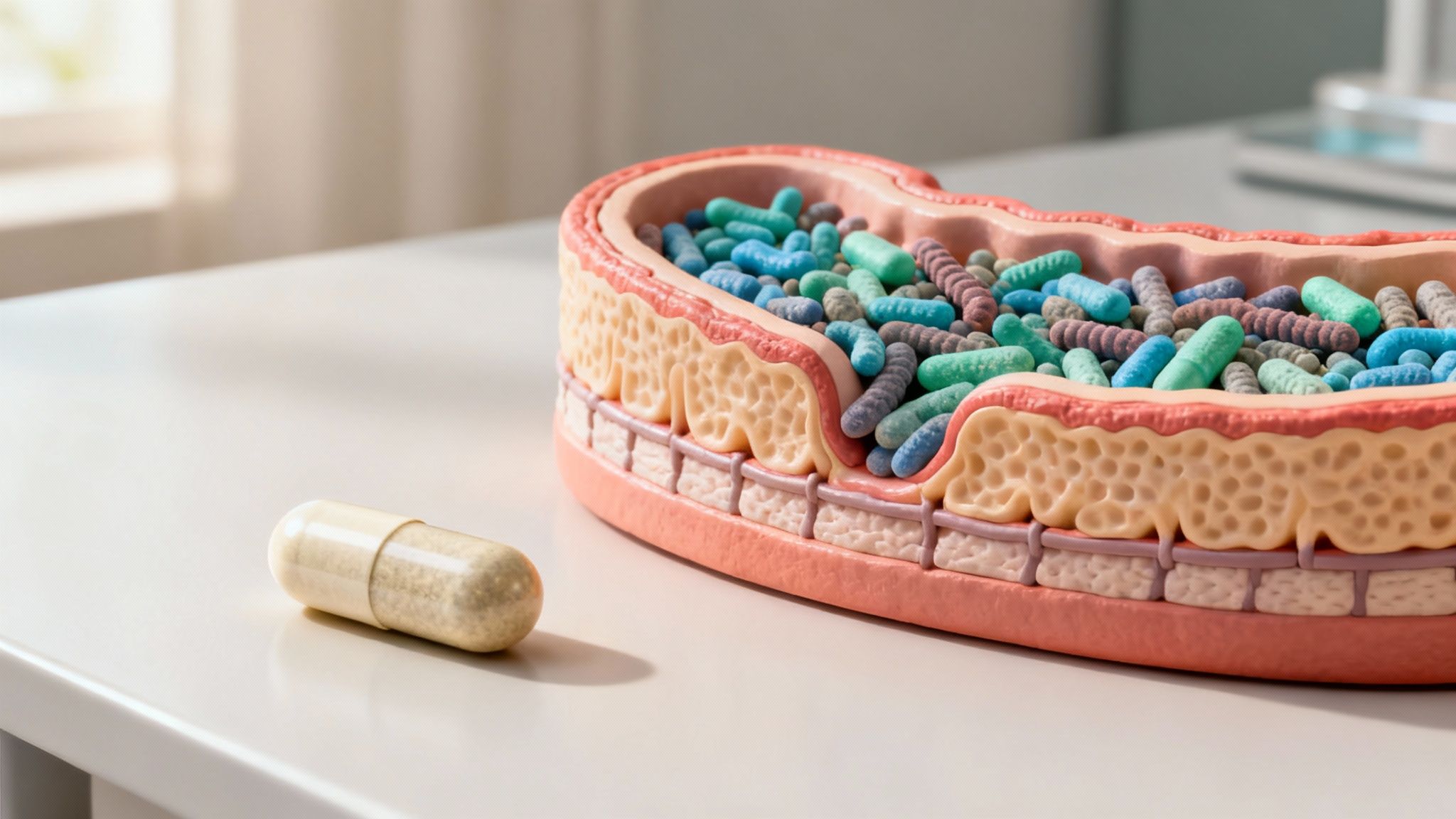 Person holding a glass of a healthy drink, symbolizing how probiotics strengthen defenses.