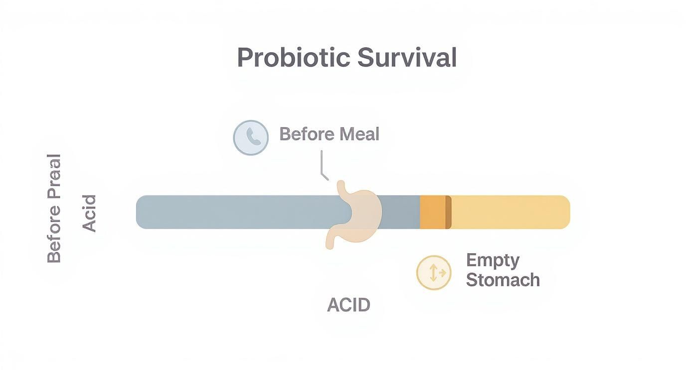 Infographic about best time to take a probiotic