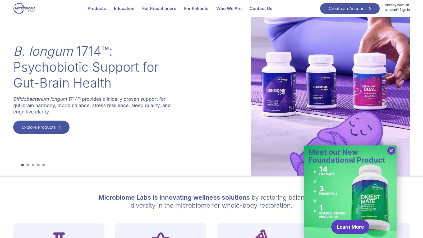 Microbiome Labs (brand; official info + practitioner channel)