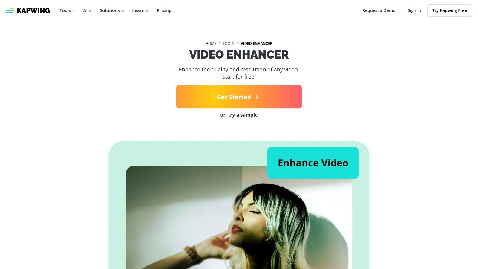 Kapwing — AI Video Enhancer/Upscaler
