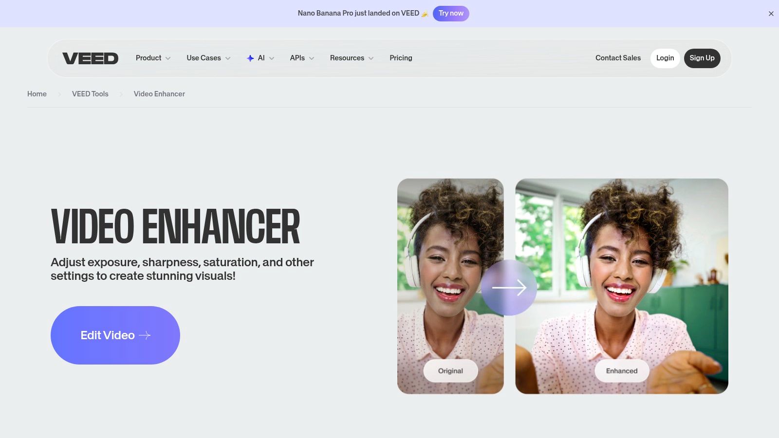 VEED — Online Video Enhancer/Upscaler