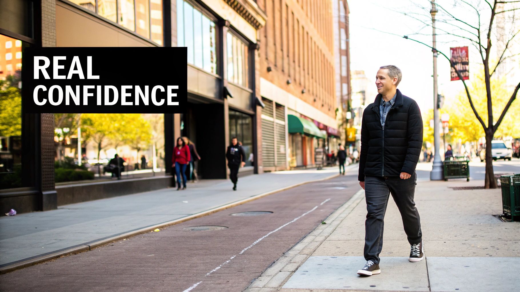 A man standing confidently, representing self-assurance in dating.